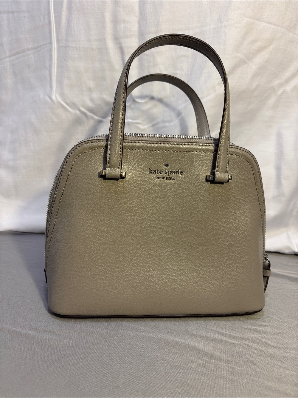 kate spade pebble leather dome satchel in taupe